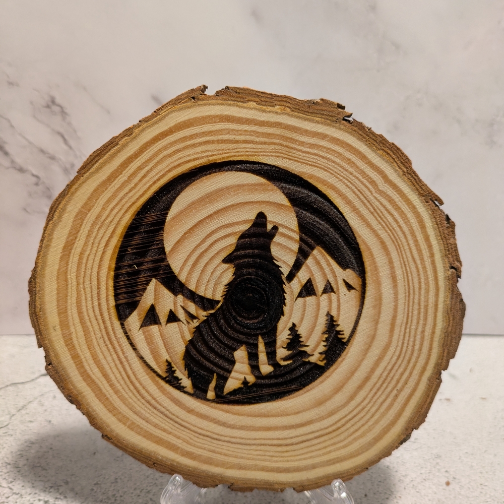Wooden Wolf Moon Art